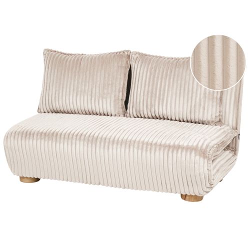 Canapé-lit 2 places ABISKO Fourrure synthétique Blanc cassé