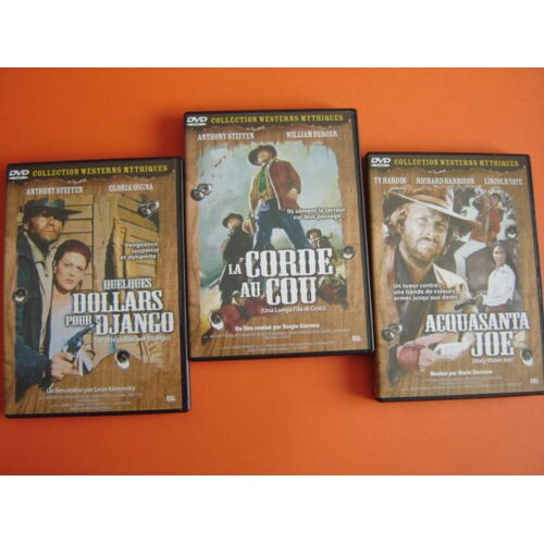 Lot 3 Dvd Western // Quelques Dollars Pour Django / La Corde Au Cou / Acquasanta Joe