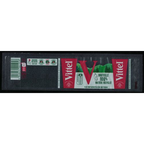 France Etiquette Water Label Eau Minérale Naturelle Vittel Bouteille 100% Matière Recyclée 50 Cl Rp687
