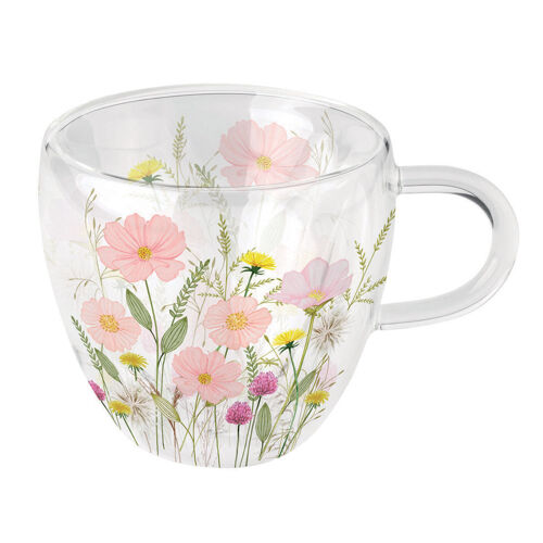 Tasse À Thé En Verre Double Paroi Fleurs Sauvages