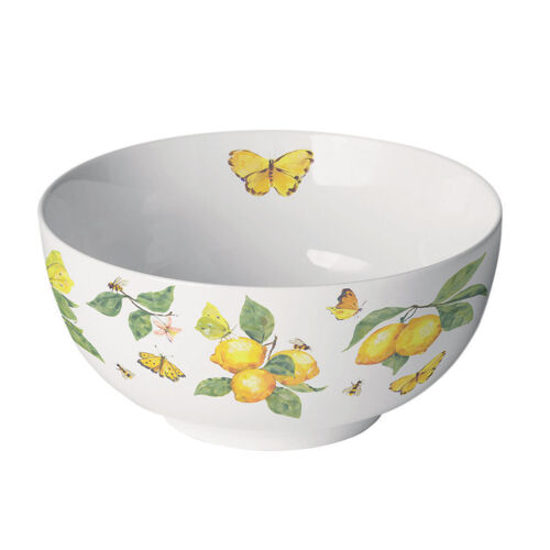 Bol Blanc En Porcelaine Citrons Et Papillons Jaunes