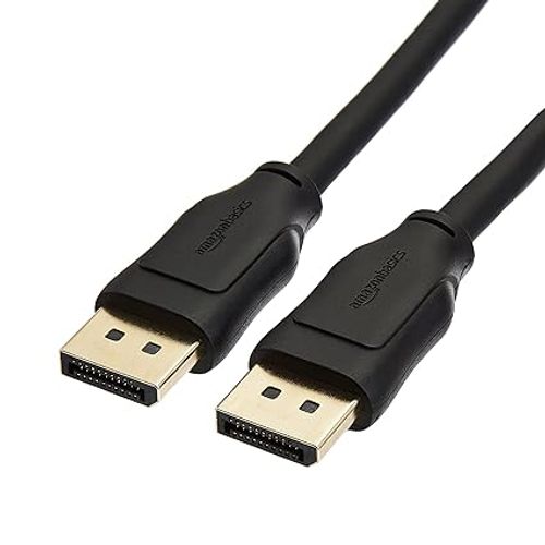 Câble Amazon Basics DisplayPort 8K vers DisplayPort 1.4, résolution vidéo 4K à 120 Hz et 8K à 60 Hz, compatible HDR, 1,8 m, noir