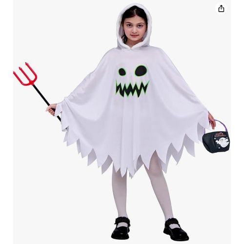 Costume D'Halloween Pour Enfants Avec Cape Blanche Et Sac À Main