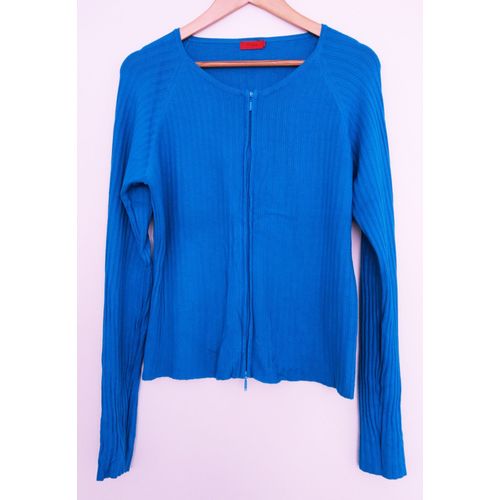 Gilet Bleu Vif. Double Fermeture Éclair. Tissaia. Taille 46 - 48