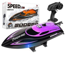 Hxjrc Hj812 2.4g 4ch Rc Bateau Haute Vitesse Led Light Speedboat Étanche 25km/H Véhicules De Course Électrique Modèles Lacs Piscines Télécommande Jouets-Générique