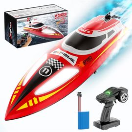 Flytec V003 Rtr 2.4g 30km/H Bateau Rc Haute Vitesse De Course Compétitif Éclairage Led Imperméable Auto-Renvoi De Chavirage Réinitialisation Automatique 3 Vitesses Temps D'utilisation Ultra Long Système De Refroidissement À Eau Modèles De Véhicules Jouets-Générique