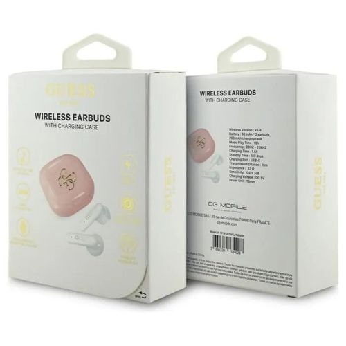 Guess 4G Metal Logo TWS Wireless Headphones Pink