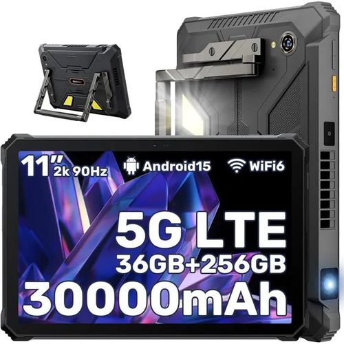 5G Tablette Blackview Active 12 Pro, 11" 90Hz, projecteur 120", 36 + 256 Go/SD 2 To, Android 15, 30000 mAh, 108MP + 50MP - Noir