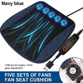 Coussin De Siège De Voiture En Soie De Glace Avec Ventilation Et Ventilateur Usb. Respirant Et Rafraîchissant Pour Une Utilisation À Domicile En Été.
