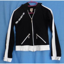 Sweat Zippé À Capuche Noir Et Blanc. Gilet. Jennyfer. Taille M