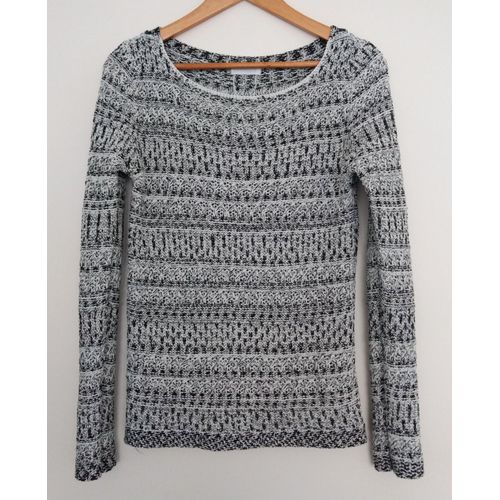 Pull Ajouré Noir Et Blanc. Promod. Acrylique. Coton. Polyester. Taille 38