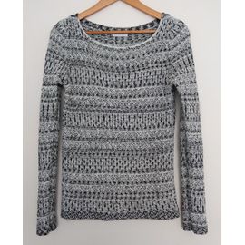 Pull Ajouré Noir Et Blanc. Promod. Acrylique. Coton. Polyester. Taille 38