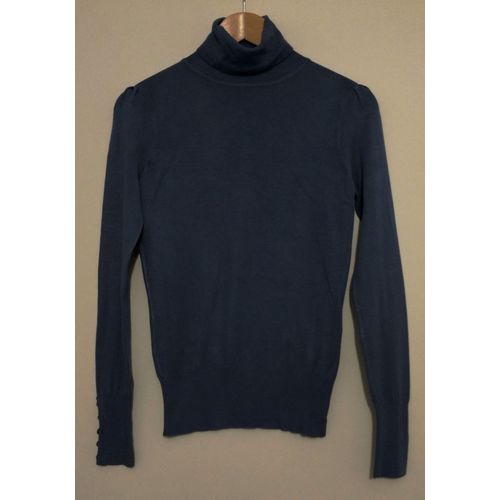 Pull Bleu Gris À Col Roulé. Camaieu. Taille 36