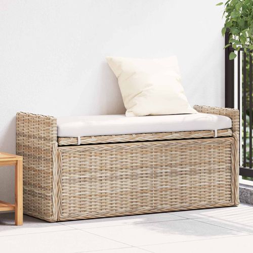 Vidaxl Banc De Rangement Avec Coussin Naturel 110 X 40 X 50 Cm Rotin