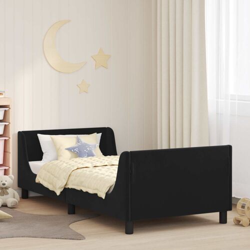 Vidaxl Cadre De Lit Pour Enfants Avec Tête De Lit Noir 90 X 190 Cm