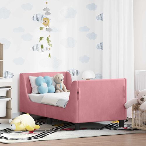 vidaXL Cadre de lit pour tout-petit avec tête de lit Rose 70 x 140 cm
