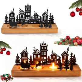 Bougeoir Noel Decoration Interieur - Décoration Centre de Table Noel, Noël Chandelier Bougeoir Couronne de L'avent, pour Cheminée Table Fenêtre