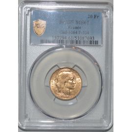 20 Francs-Or. Type Marianne Et Coq. Année 1901 - Or Massif 90% - Poids Or Pur=5.81 Grammes. Monnaie Certifiée Et Gradée Par Pcgs. Grade Ms 61 (Spl)...Pcgs Ms 61.