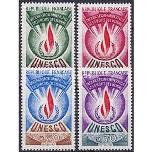Unesco : Déclaration Universelle Des Droits De L'Homme Série Complète Année 1969 Timbres De Service N° 39 40 41 42 Yvert Et Tellier Luxe