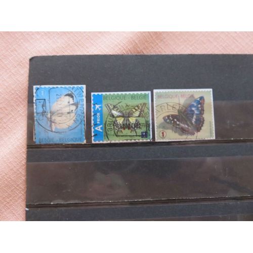 Lot De 3 Timbres Oblitérés Autoadhésifs - "Faune : Papillons" - Belgique 2012