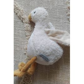 Doudou peluche oie blanche canard little dutch pattes marron beige H 22cm