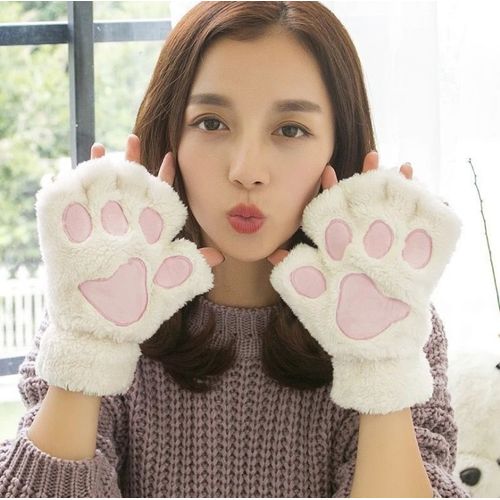 Gants Mixtes En Forme De Patte De Chat, Doublure En Peluche Épaisse Pour Un Confort Optimal, Idéal Pour L'automne Et L'hiver