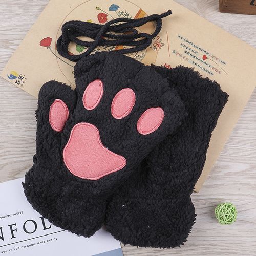 Gants Mixtes En Forme De Patte De Chat, Doublure En Peluche Épaisse Pour Un Confort Optimal, Idéal Pour L'automne Et L'hiver