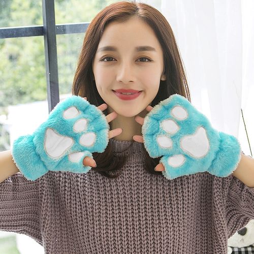 Gants Mixtes En Forme De Patte De Chat, Doublure En Peluche Épaisse Pour Un Confort Optimal, Idéal Pour L'automne Et L'hiver