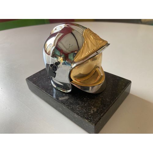 Presse Papier Marbre Et Métal Casque F1 Pompiers De Paris 