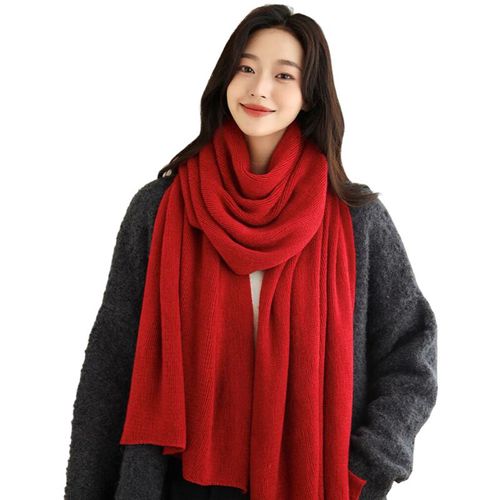 Châle Épais Et Chaud Pour Femme Hiver Rouge 190x45 Cm 240 G - Cadeau Idéal Pour Noël, Nouvel An Et Occasions Spéciales, 100% Polyester Doux, Couleurs Éclatantes, Idéal De -5 À 10°C