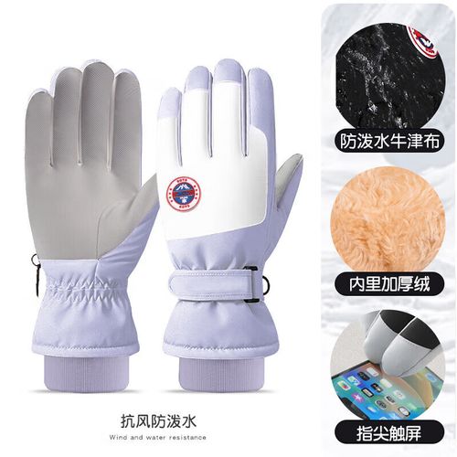 Gants D'hiver Imperméables Et Chauffants Pour Sports En Plein Air - Isolation Renforcée, Écran Tactile, Ajustement Par Velcro (Taille Unique, 29 Cm),Violet