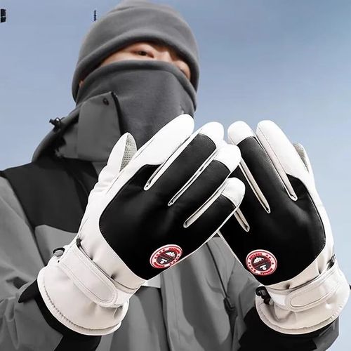 Gants De Ski Hiver - Chaleur Intense, Protection Vent/Pluie, Randonnée, Écran Tactile, Ajustables, Résistant -30°C, Noir/Gris Clair, 12-13,5 Cm Largeur, 27,5-28 Cm Longueur,Noir Et Blanc