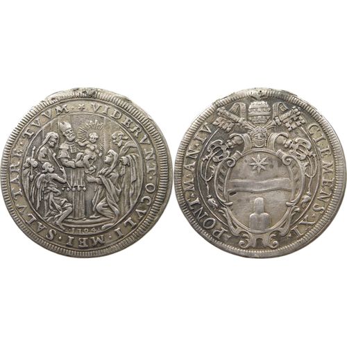 Pièce De Monnaie Argent Italie Vatican (États Pontificaux) Piastre Clément Ix - 1704 Poids : 32,07 G - Diamètre : 45 Mm