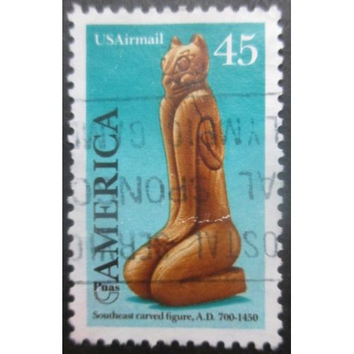 Etats-Unis Poste Aérienne N°115 Statuette En Bois Oblitéré