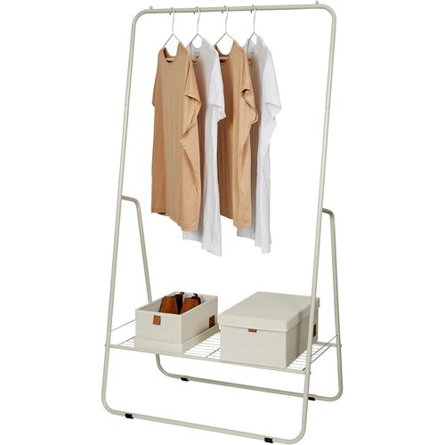 Portemanteau LOVE IT STORE IT ¿ Porte-vêtements en métal avec tringle et étagère, 75×44×140 cm, Gris clair, Pour entrée / chambre / bureau