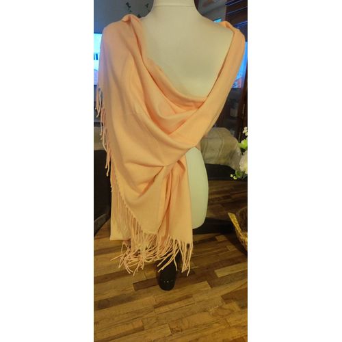 Écharpe Hiver Chic Femme Cachemire Et Laine Neuve Rose Poudré