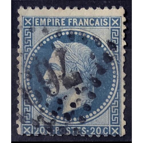 Napoléon - Empire Français - 20c Bleu Type Ii (Gros Points) (N° 29b) Obl - France Année 1863 - Brn83 - N34126