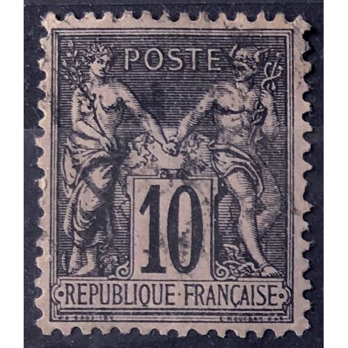 Sage 10c Noir / Lilas (Type Ii = N Sous U) (Très Joli N° 89) Obl - France Année 1877 - Brn83 - N34111