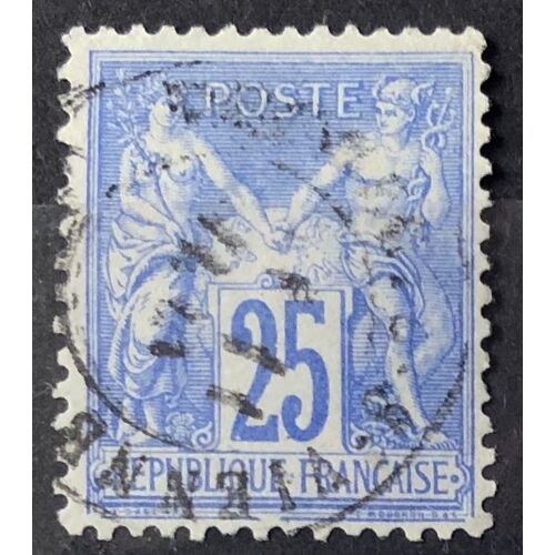 Sage 25c Outremer (Type Ii = N Sous U) (Superbe N° 78) Obl - France Année 1876 - Brn83 - N34107