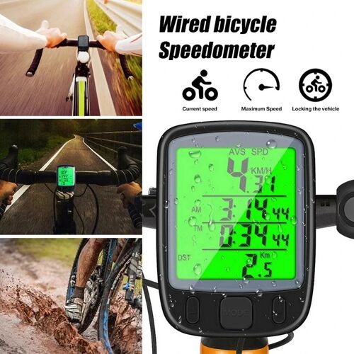 Ordinateur De Vélo Numérique Filaire 1,6 Pouces Lcd Écran Rétro-Éclairé Étanche Compteur Kilométrique Chronomètre 32g Léger Pour Vtt Route Cycle Vélo De Ville