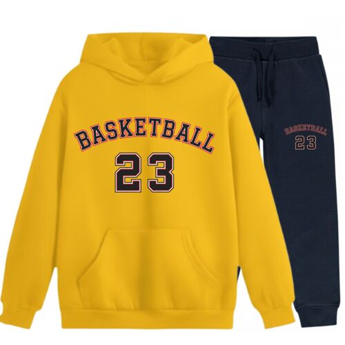 Jogging Enfant Style Basketball Jaune - Ensemble Sport 3-14 Ans (Taille 5-6 Ans,Couleur Jaune)