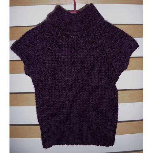 Pull Violet Col Roulé Manches Courtes. Camaïeu. Taille 36