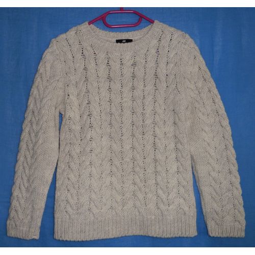Pull Écru À Torsades. H&ampm. Acrylique. Laine. Taille S / 36