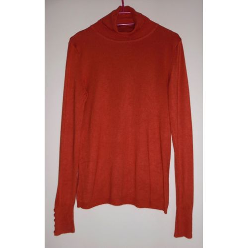 Pull Orange À Col Roulé. Camaieu. Viscose. Polyamide. Taille 36 / 38
