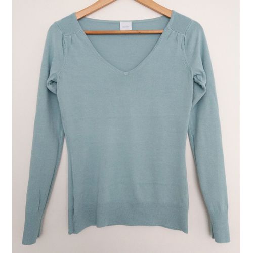 Pull Gris Bleu. Col En V. Camaieu. Taille 38