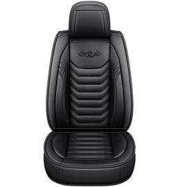 Housse De Coussin De Siège Avant De Voiture En Cuir Pu Universel Tapis De Protection Antidérapant Noir