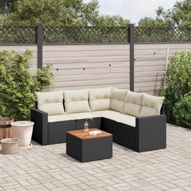 Prolenta Premium - Salon De Jardin 6 Pcs Avec Coussins Noir Résine Tressée