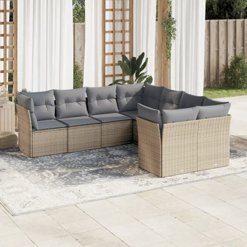 Prolenta Premium - Salon De Jardin Avec Coussins 8 Pcs Beige Résine Tressée