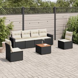Prolenta Premium - Salon De Jardin 7 Pcs Avec Coussins Noir Résine Tressée