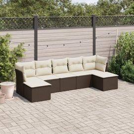 Prolenta Premium - Salon De Jardin Avec Coussins 7 Pcs Marron Résine Tressée
